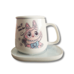 chauffe‑tasse électrique + mug décor labubu
