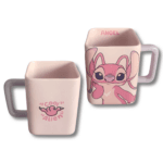 tasse carrée « angel » — intérieur rose & anse lavande