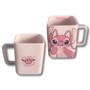 tasse carrée « angel » — intérieur rose & anse lavande
