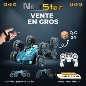 voiture rc stunt avec spray & contrôle gestuel (bleu)