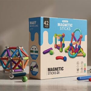jeu de construction magnétique 42 pièces (magnetic sticks) – stem 3+ créativité & logique