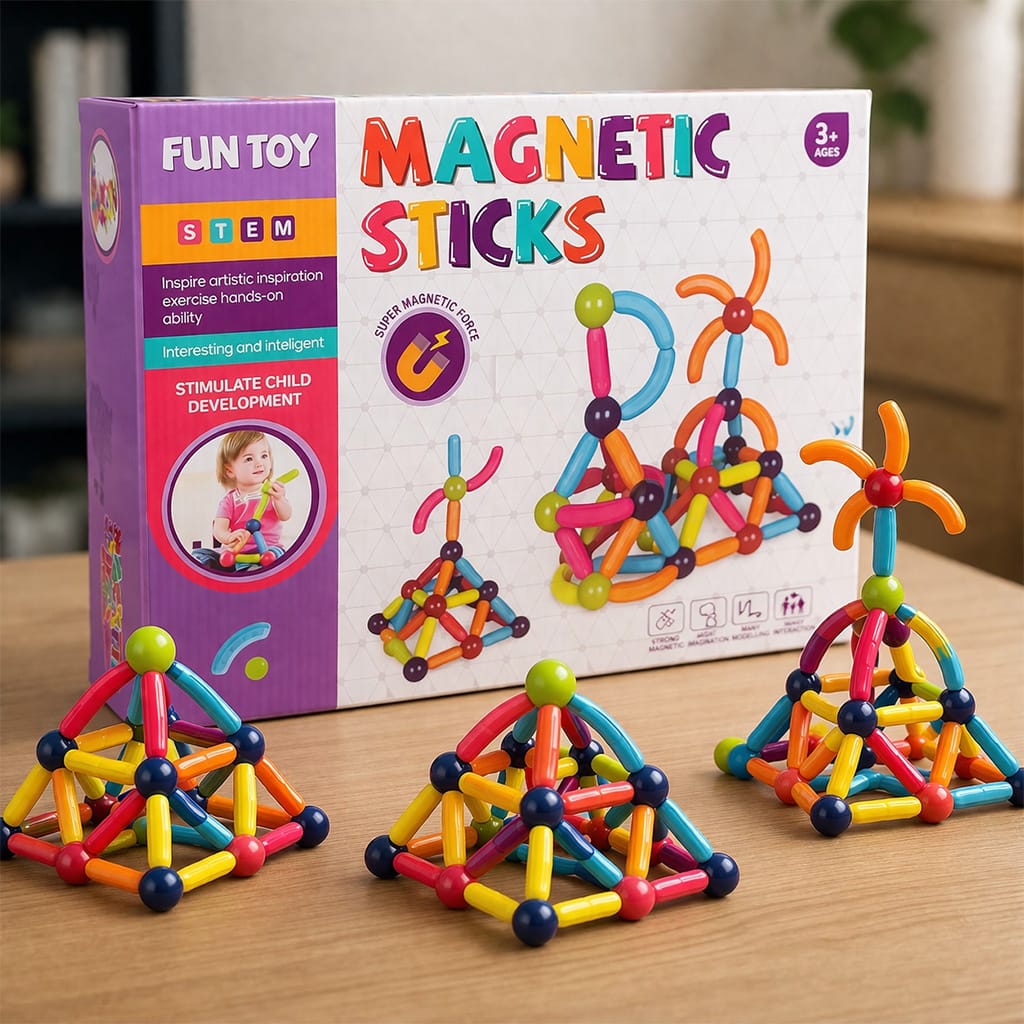 jeu de construction magnétique 84 pièces (magnetic sticks)