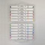 stylos feutres acryliques double pointe kalino – set 12 couleurs + boîte de rangement