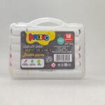 stylos feutres acryliques double pointe kalino – set 12 couleurs + boîte de rangement