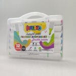stylos feutres acryliques double pointe kalino – set 12 couleurs + boîte de rangement
