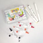 stylos feutres acryliques double pointe kalino – set 12 couleurs + boîte de rangement