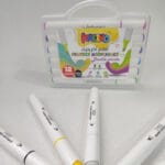 stylos feutres acryliques double pointe kalino – set 12 couleurs + boîte de rangement