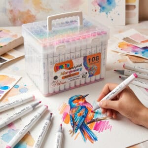 stylos feutres kalino double tête – set 108 couleurs