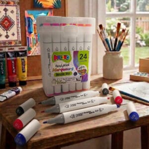 stylos feutres acryliques kalino double pointe – set 24 couleurs