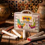 stylos feutres acryliques double pointe kalino – set 12 couleurs + boîte de rangement