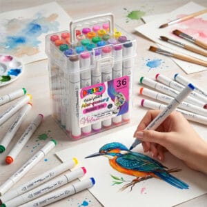 marqueurs acryliques kalino double tête – set 36 couleurs