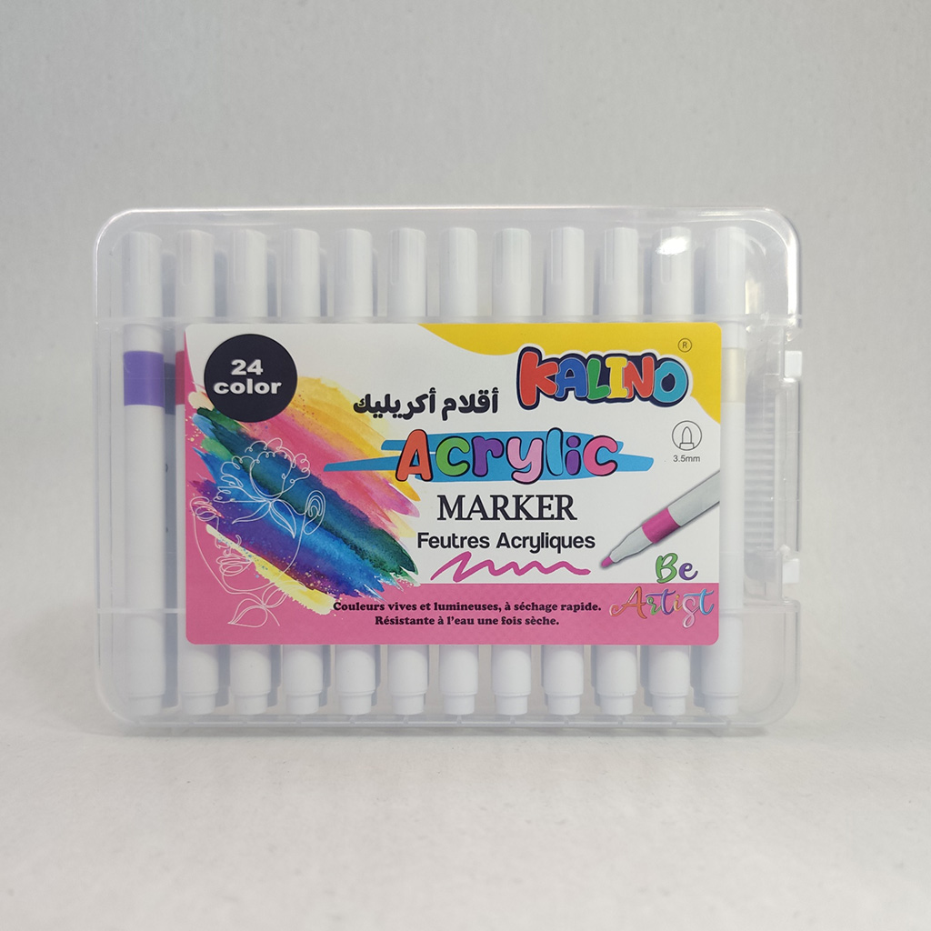 stylos feutres acryliques kalino – set 24 couleurs (pointe 3,5 mm)