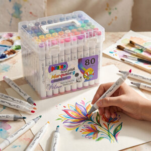 stylos feutres kalino double tête – set 80 couleurs